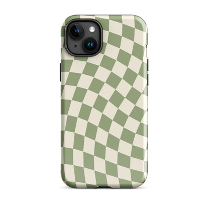 Green & Beige Wavy Checkered iPhone Case