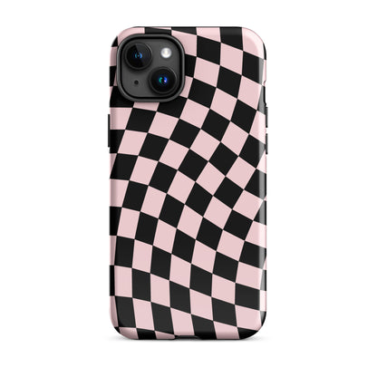 Pink & Black Wavy Checkered iPhone Case