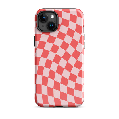 Red & Pink Wavy Checkered iPhone Case