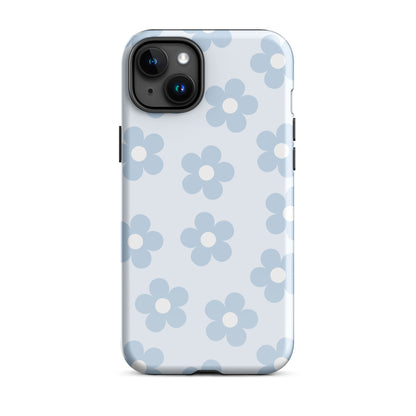 Light Blue Retro Flowers iPhone Case