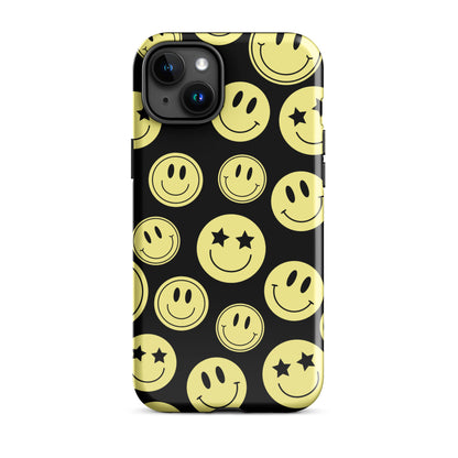 Black Smiley Faces iPhone Case