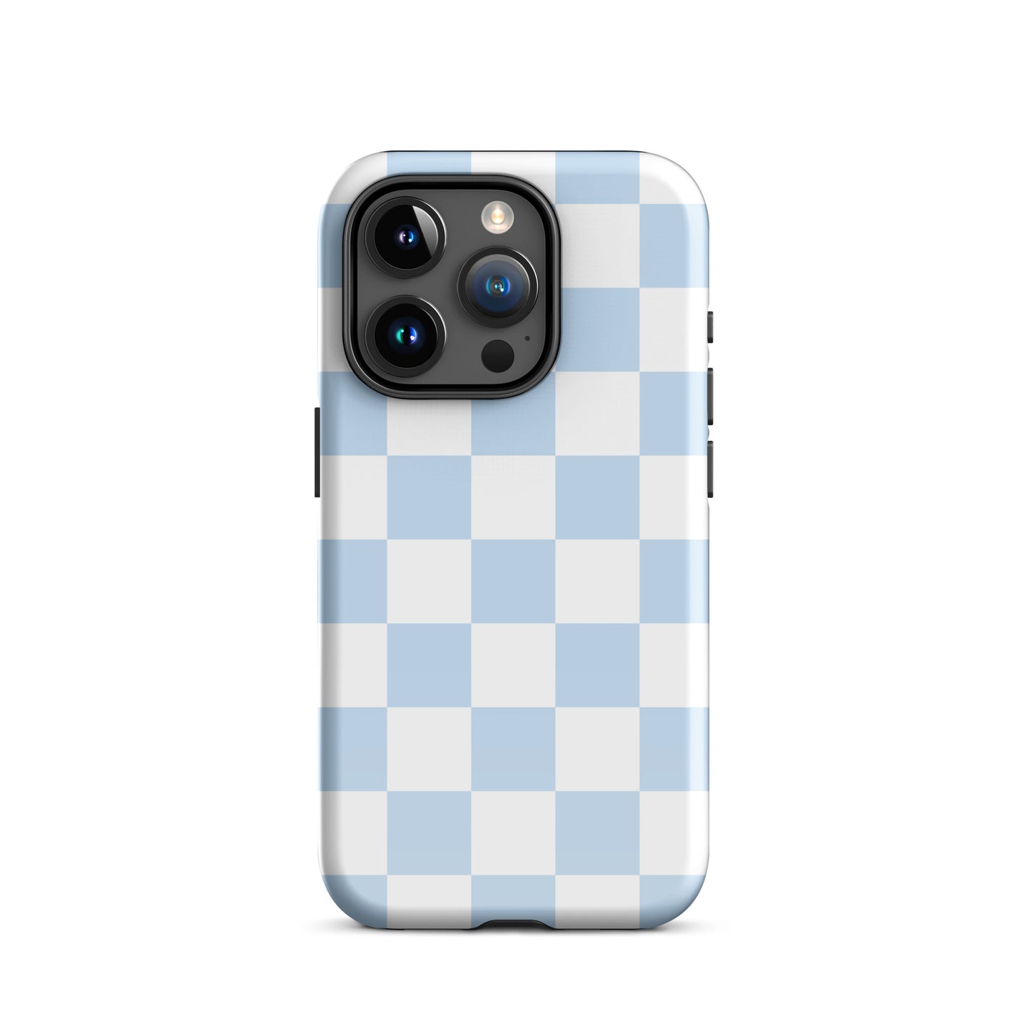 Pastel Blue Checkered iPhone Case iPhone 15 Pro Glossy