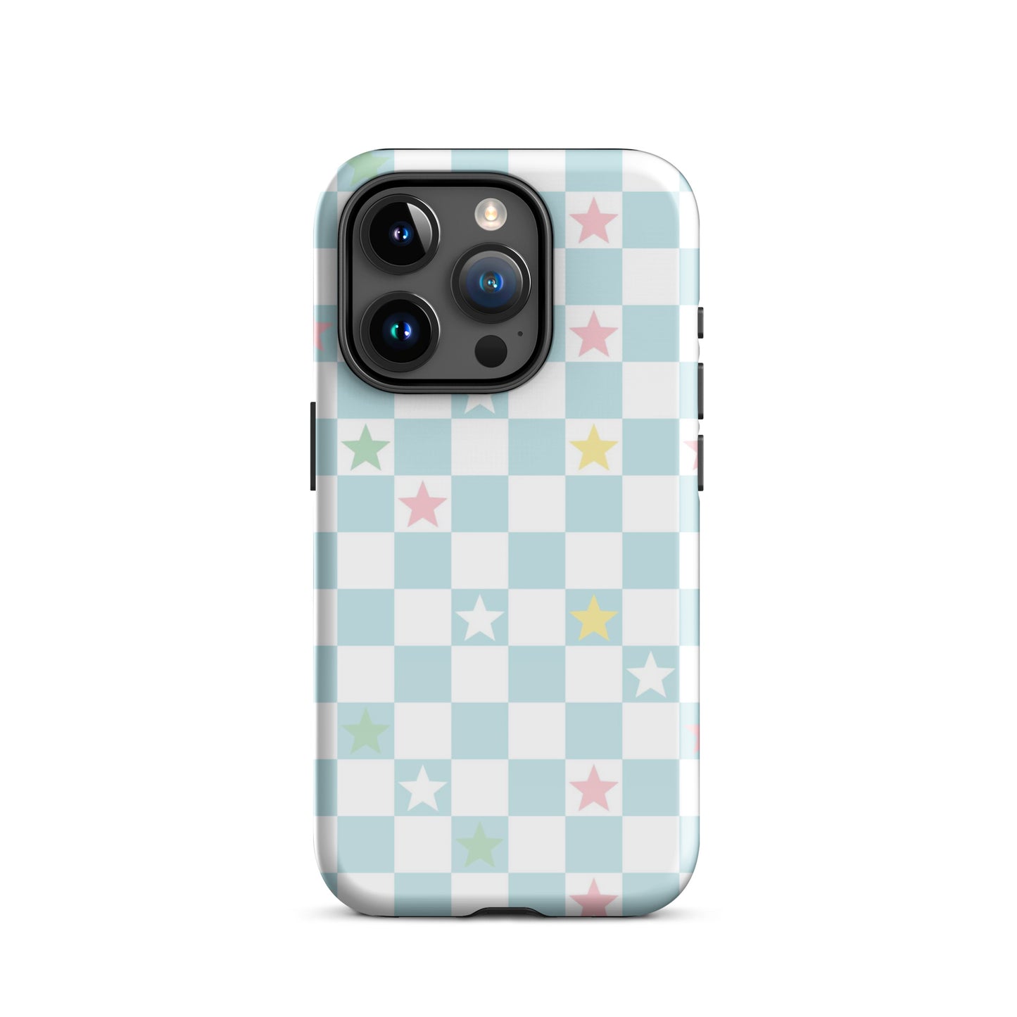 Stars Checkered iPhone Case iPhone 15 Pro Glossy