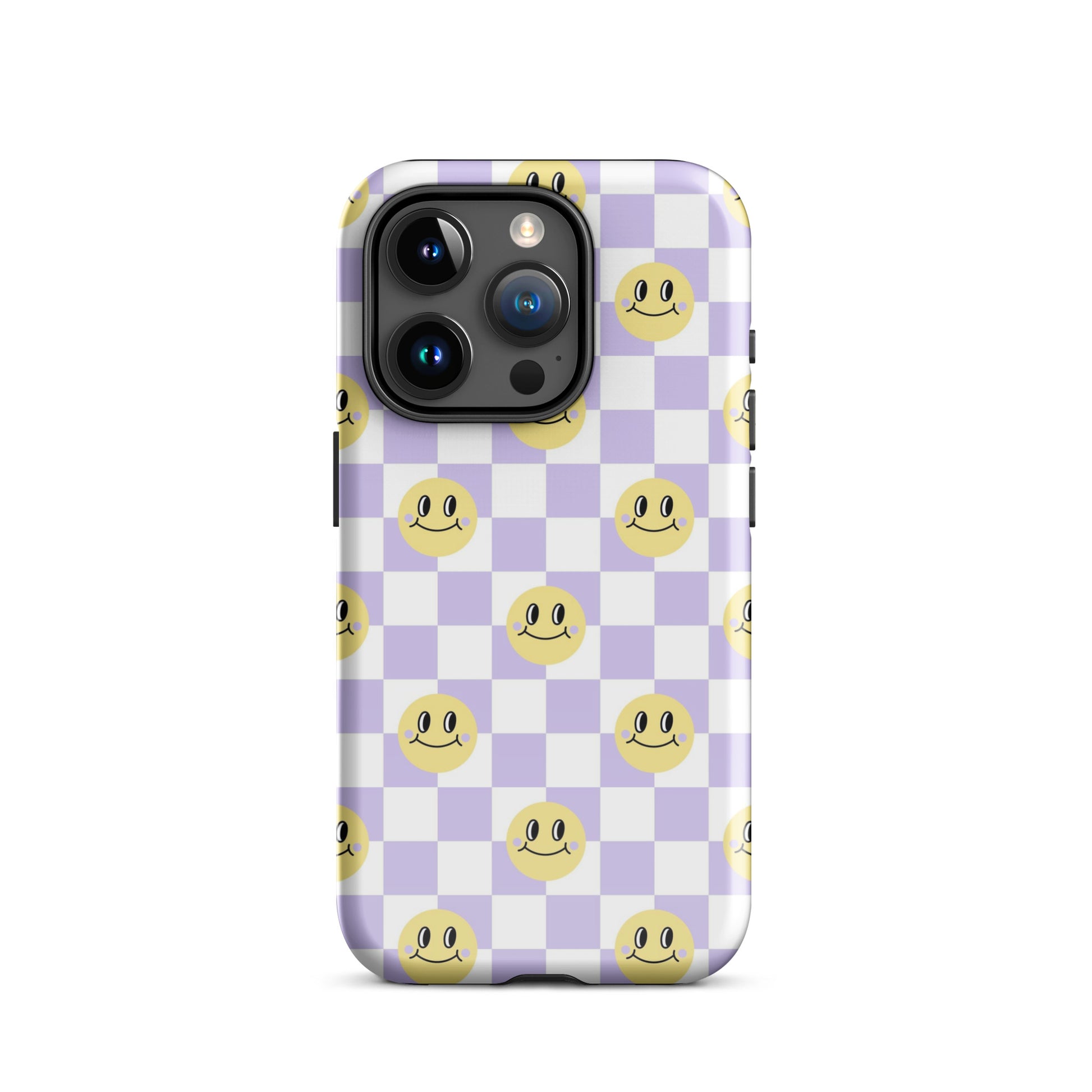 Checkered Smiley Faces iPhone Case Glossy iPhone 15 Pro