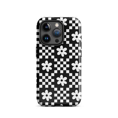 Checkerboard Daisy iPhone Case iPhone 15 Pro Glossy