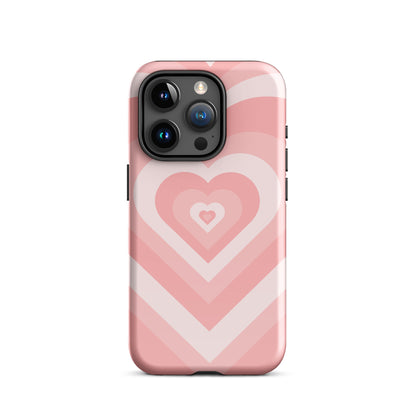 Pink Hearts iPhone Case iPhone 15 Pro Glossy