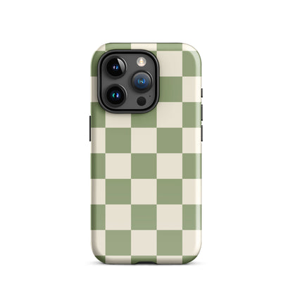 Green & Beige Checkered iPhone Case