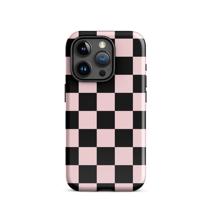 Pink & Black Checkered iPhone Case