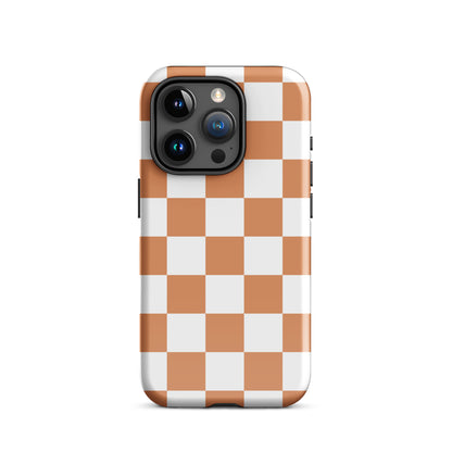 Dark Orange & White Checkered iPhone Case