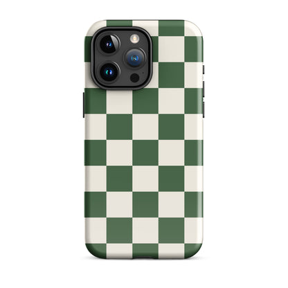 Green Checkered iPhone Case iPhone 15 Pro Max Glossy