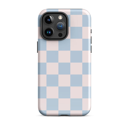 Light Pink & Blue Checkered iPhone Case