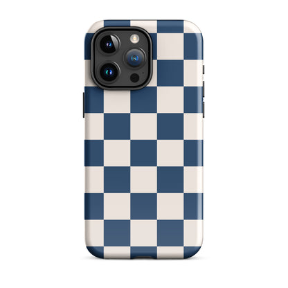 Navy & Beige Checkered iPhone Case