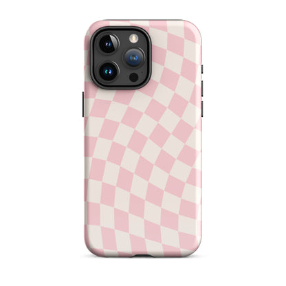 Pink & Beige Wavy Checkered iPhone Case