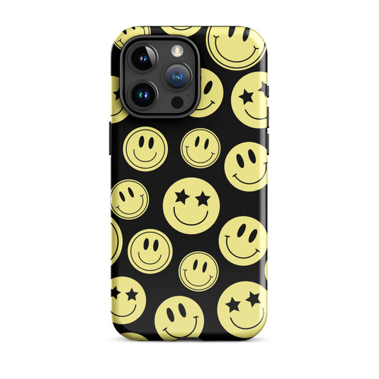 Black Smiley Faces iPhone Case