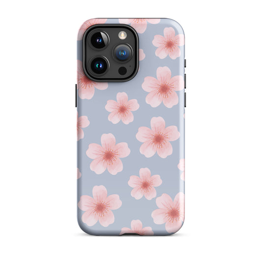 Blue Cherry Blossoms iPhone Case