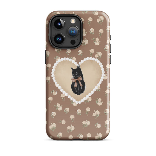 Brown Féline Roses iPhone Case