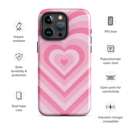 Pink Glowing Hearts iPhone Case