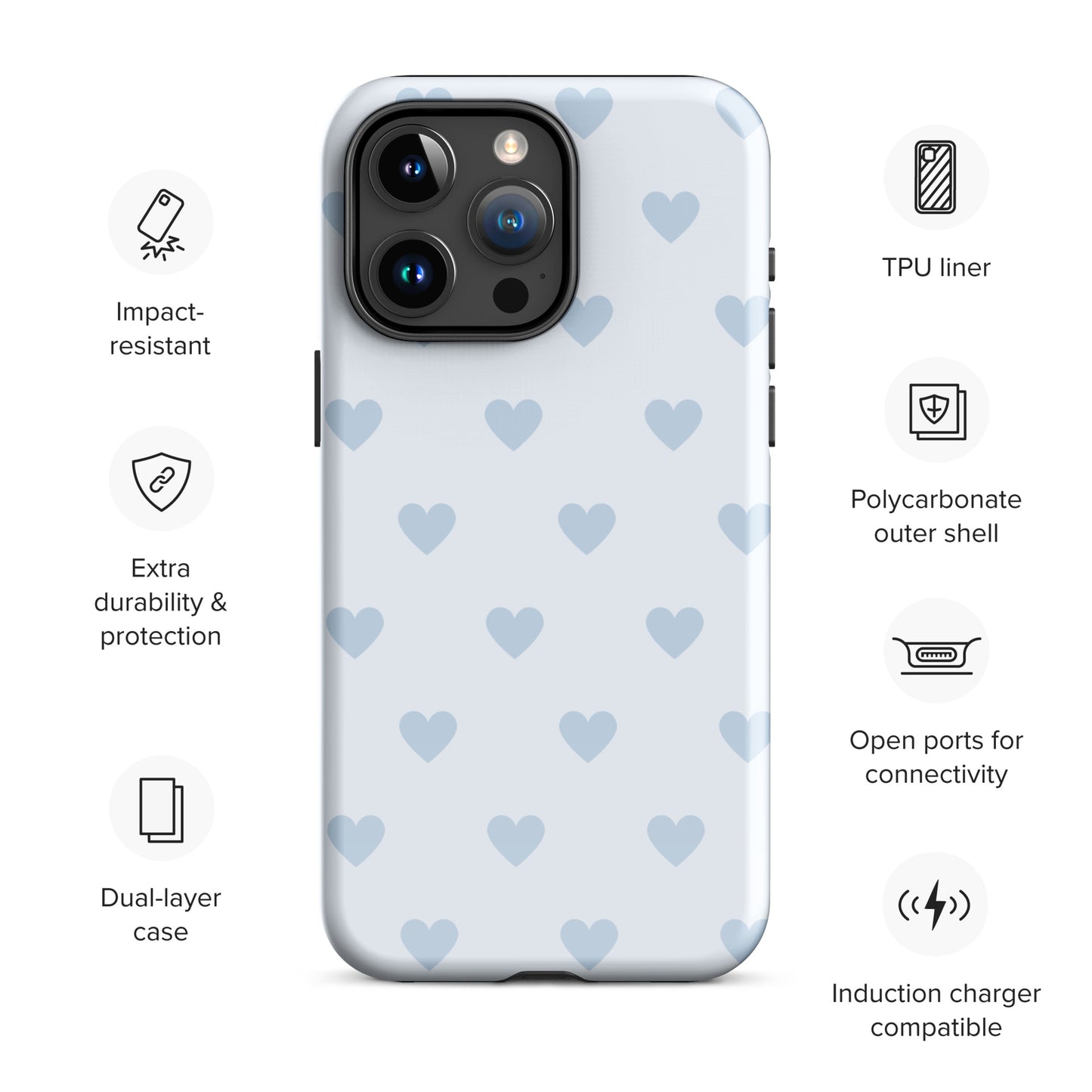 Light Blue Hearts iPhone Case