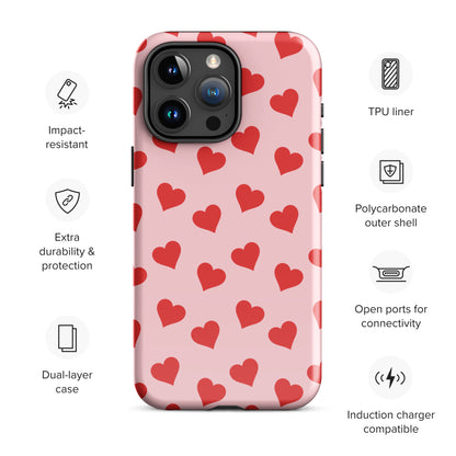 Red & Pink Heart Mania iPhone Case