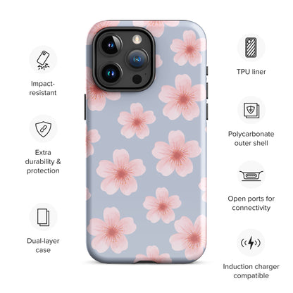 Blue Cherry Blossoms iPhone Case