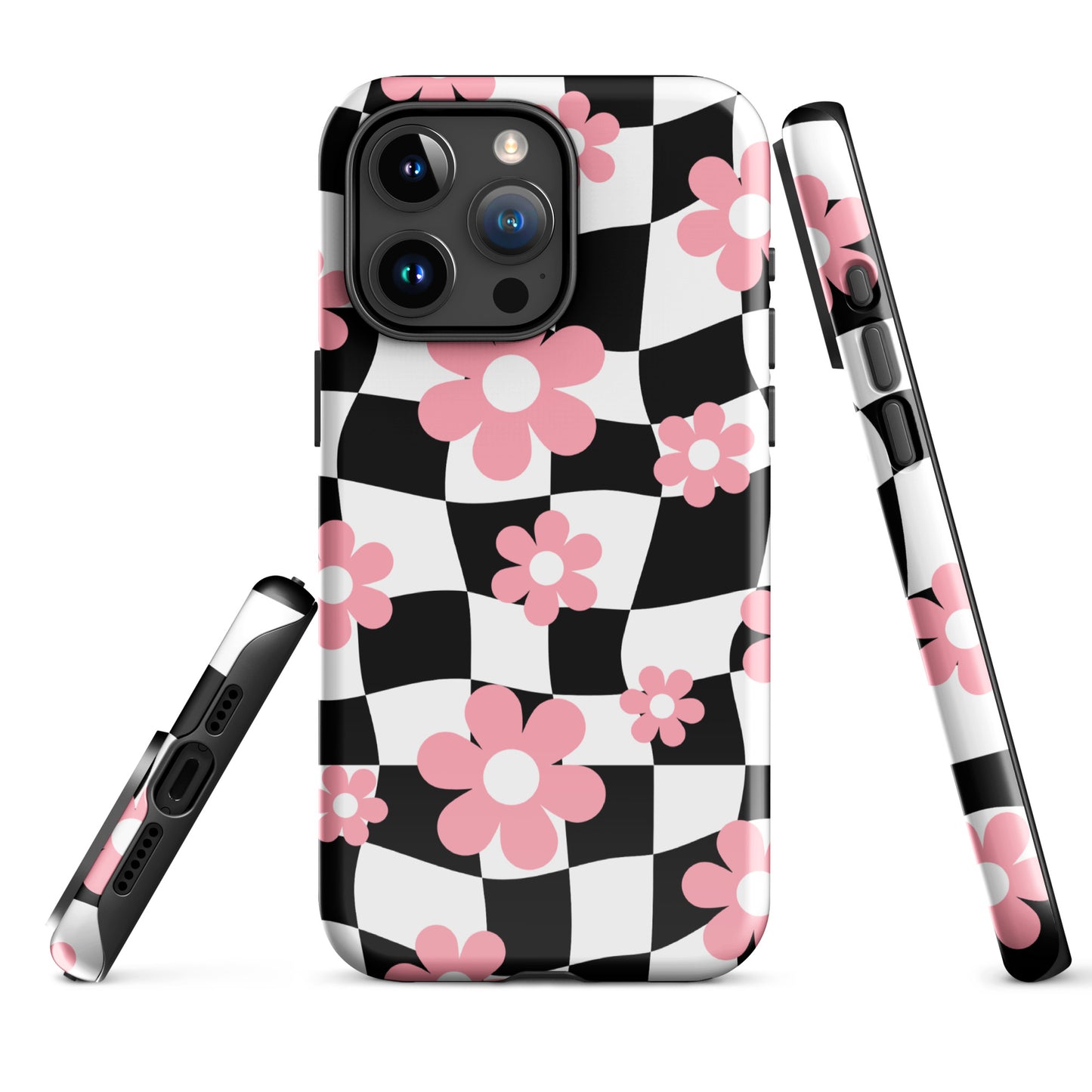 Floral Wavy Checkered iPhone Case