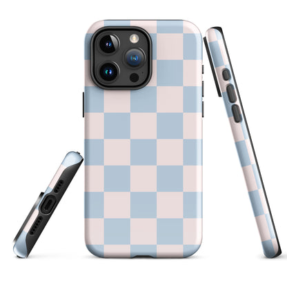 Light Pink & Blue Checkered iPhone Case