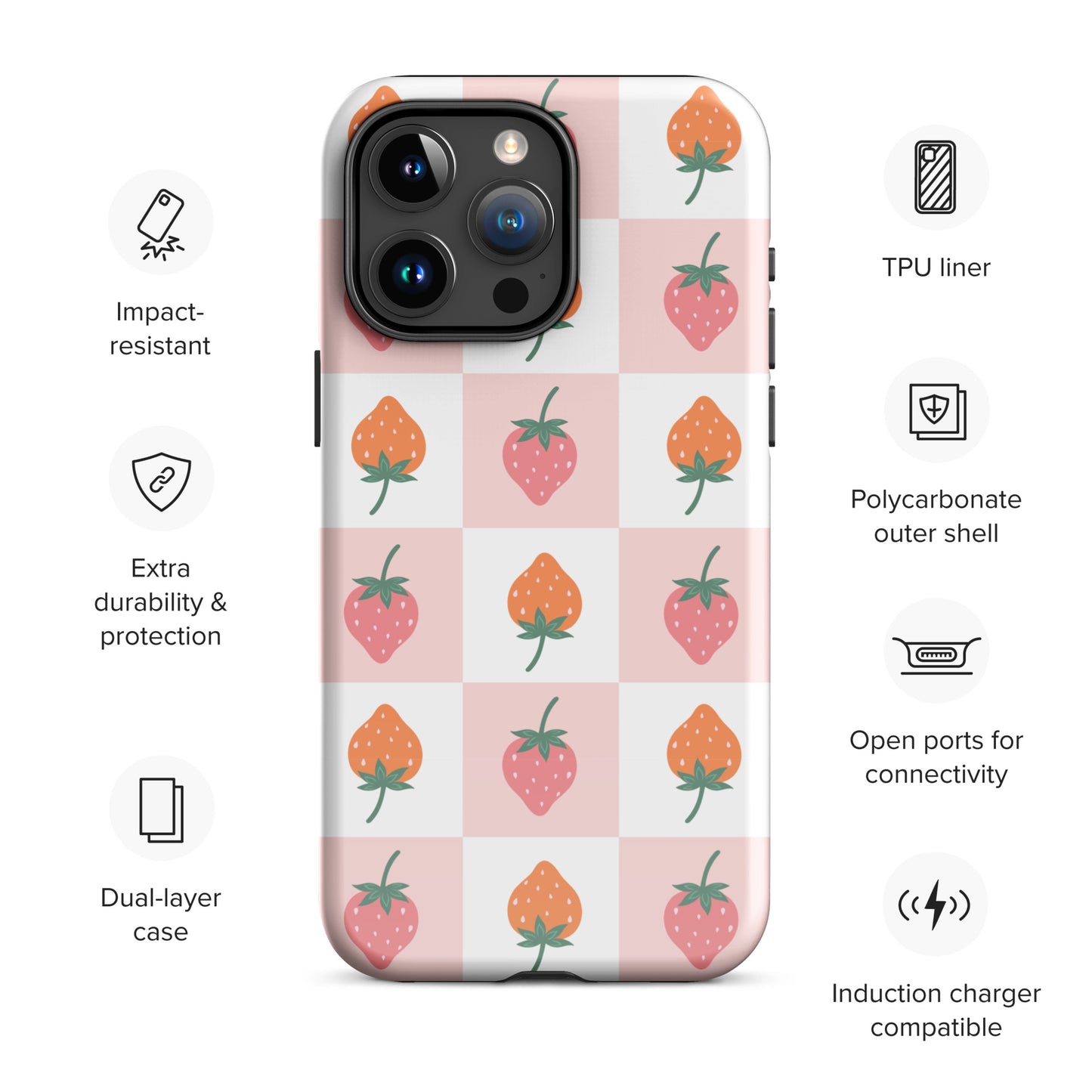 Strawberry Checkered iPhone Case