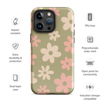 Green Flower Power iPhone Case