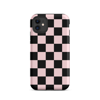 Pink & Black Checkered iPhone Case