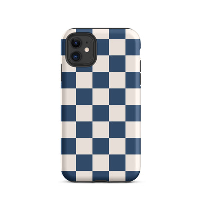 Navy & Beige Checkered iPhone Case