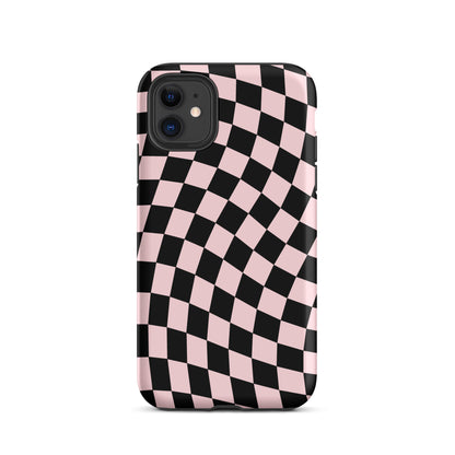 Pink & Black Wavy Checkered iPhone Case