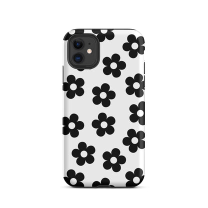 White Retro Flowers iPhone Case