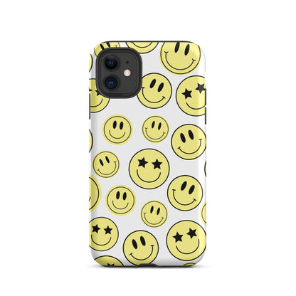 White Smiley Faces iPhone Case