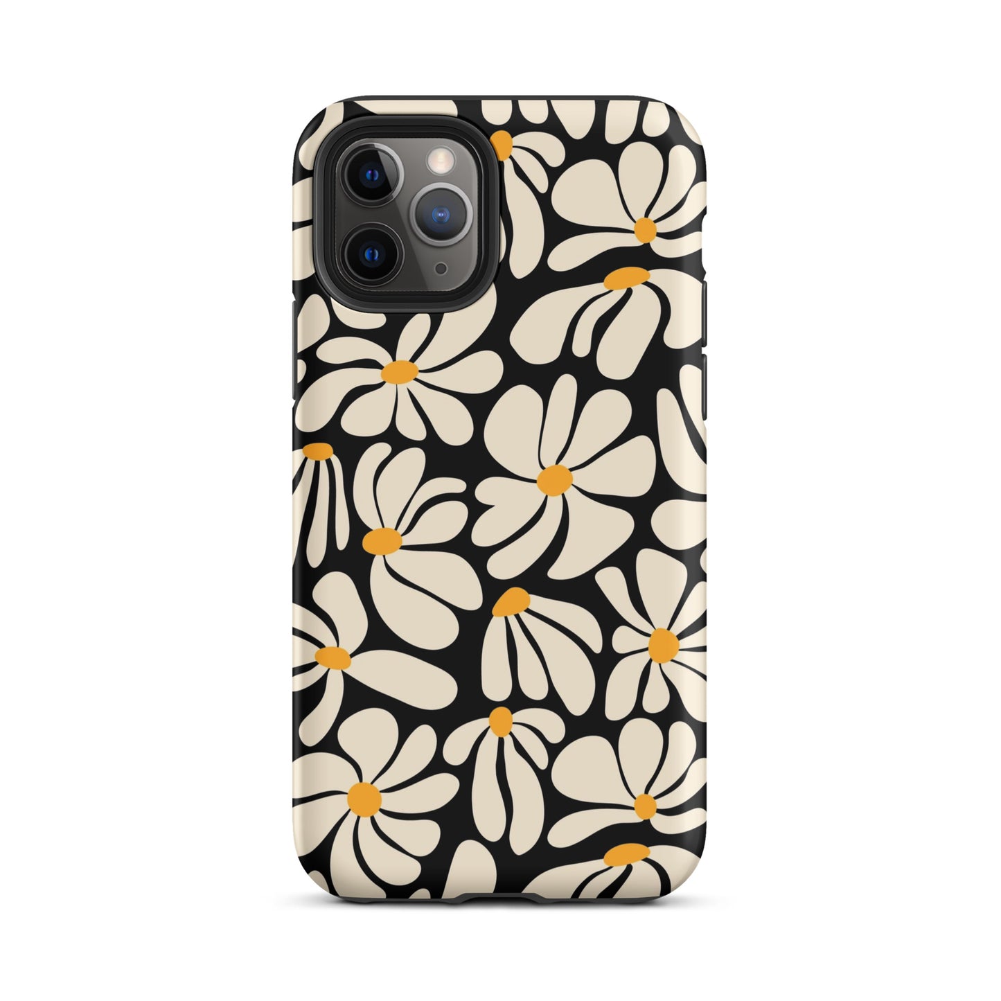 Black Retro Flowers iPhone Case iPhone 11 Pro Matte