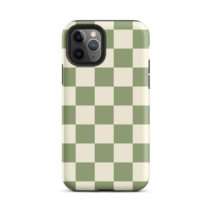 Green & Beige Checkered iPhone Case