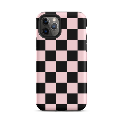 Pink & Black Checkered iPhone Case