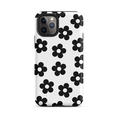 White Retro Flowers iPhone Case