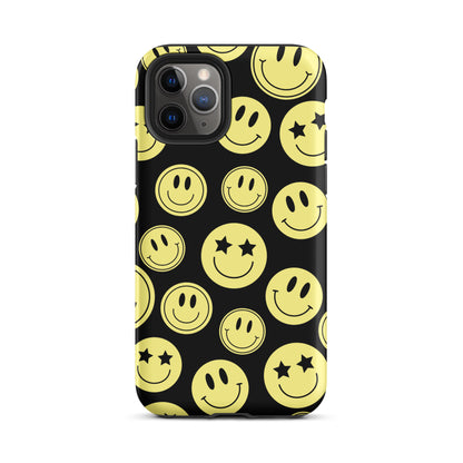 Black Smiley Faces iPhone Case