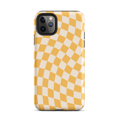 Yellow Wavy Checkered iPhone Case iPhone 11 Pro Max Matte