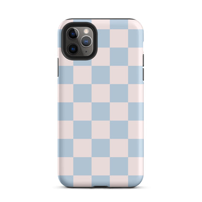 Light Pink & Blue Checkered iPhone Case