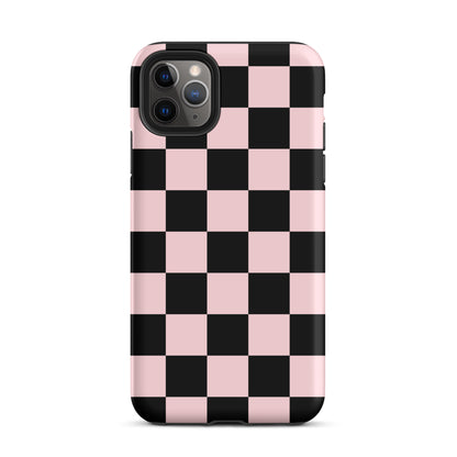 Pink & Black Checkered iPhone Case