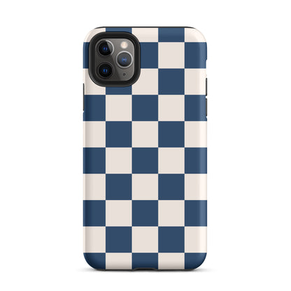 Navy & Beige Checkered iPhone Case