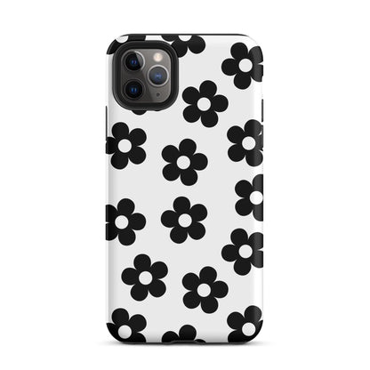 White Retro Flowers iPhone Case