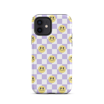Checkered Smiley Faces iPhone Case Matte iPhone 12