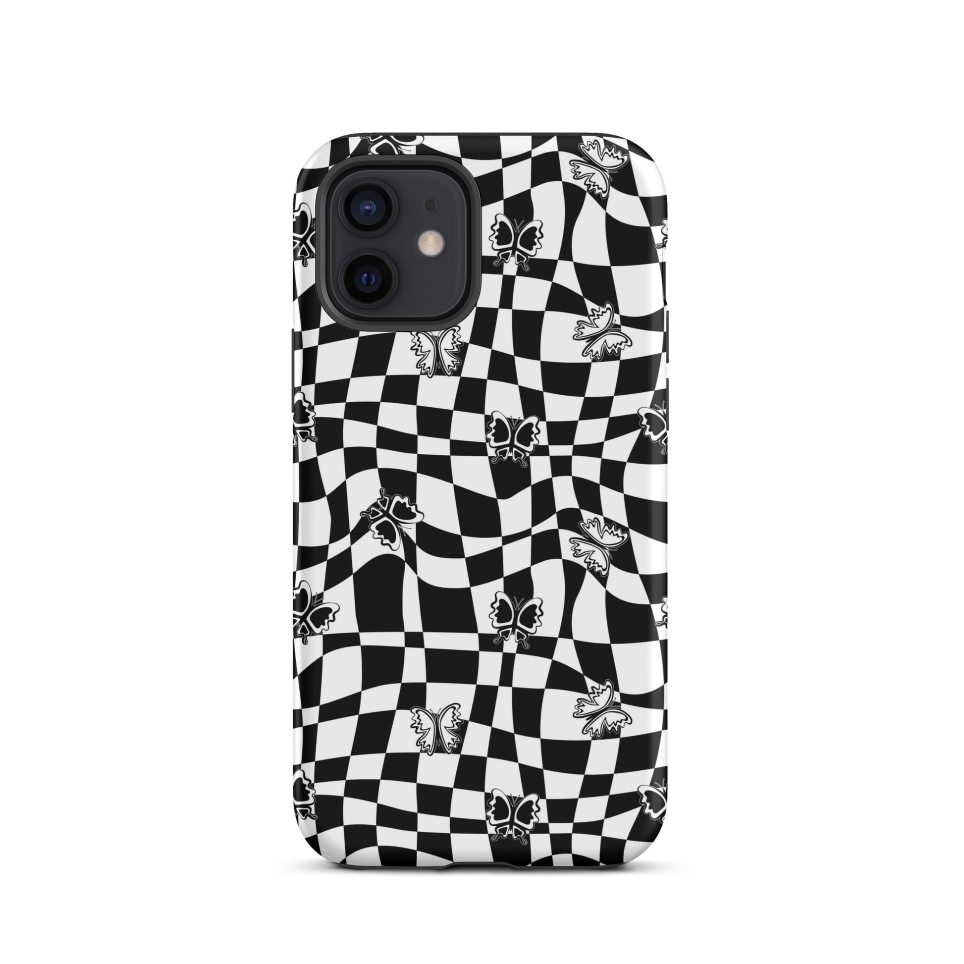 Butterfly Wavy Checkered iPhone Case iPhone 12 Matte