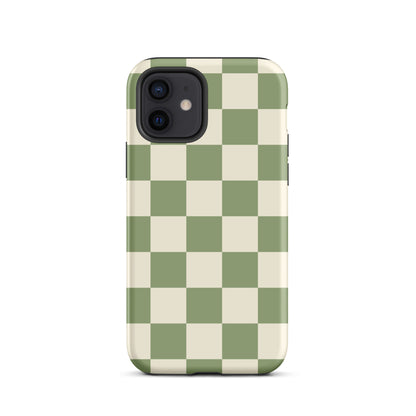 Green & Beige Checkered iPhone Case