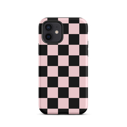 Pink & Black Checkered iPhone Case