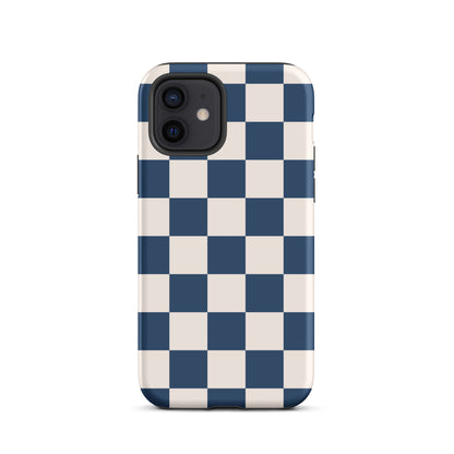 Navy & Beige Checkered iPhone Case