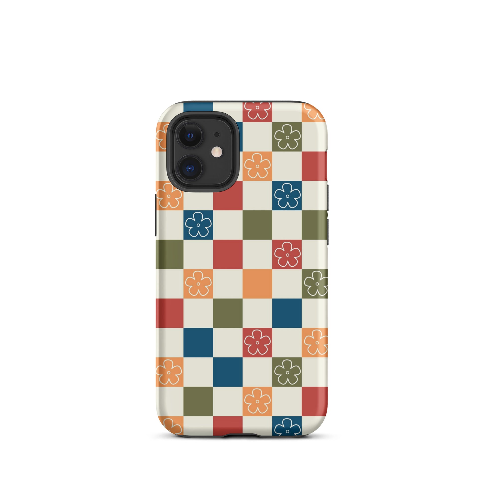 Vintage Flowers Checkered iPhone Case iPhone 12 mini Matte