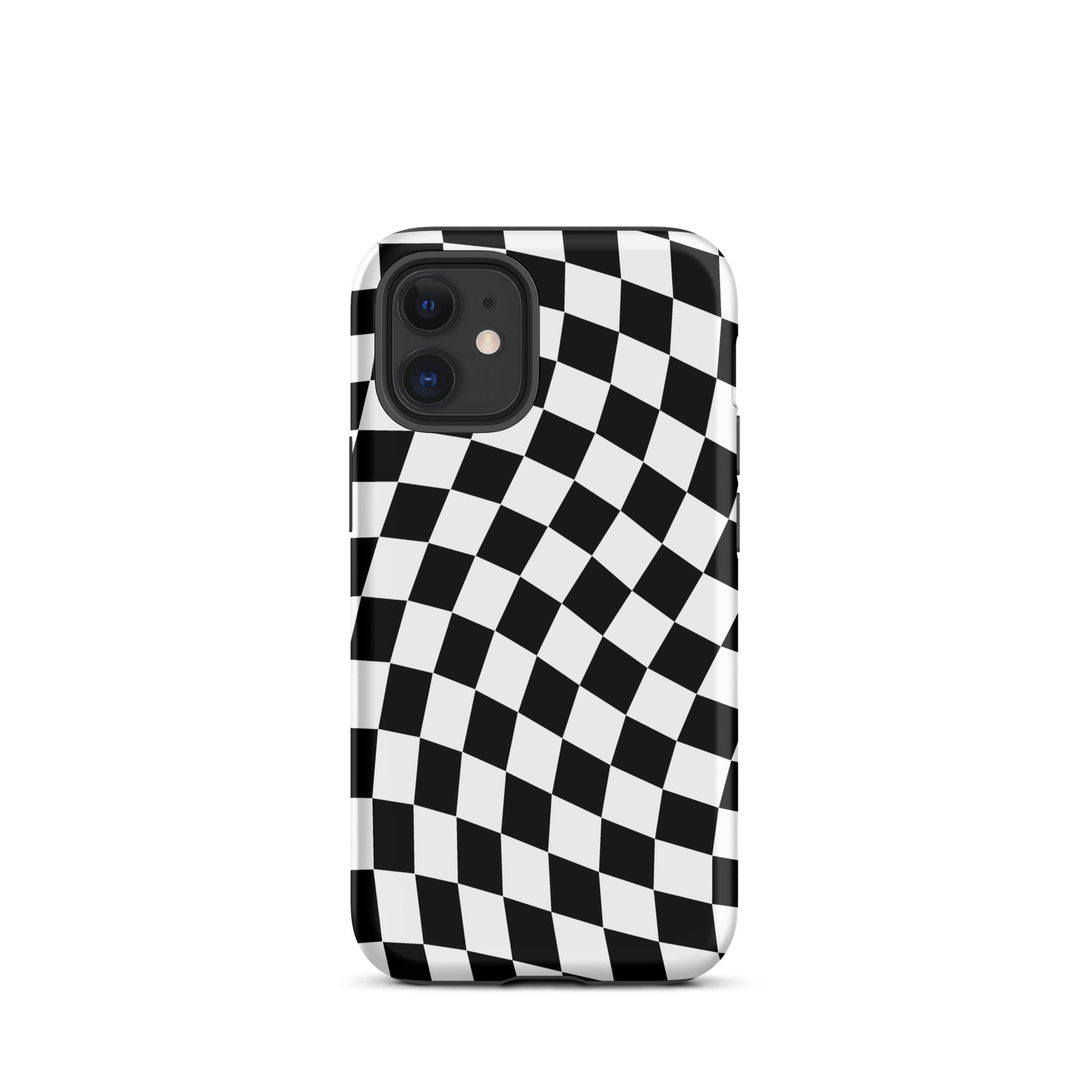 Black Wavy Checkered iPhone Case iPhone 12 mini Matte